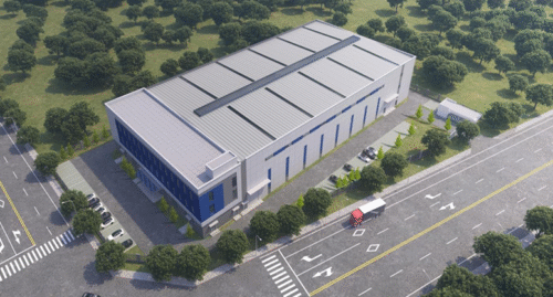 Vacuum manufacturing factory aerial view